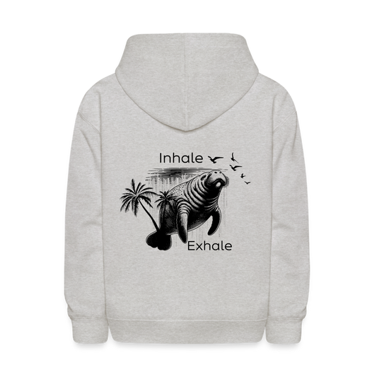 Inhale & Exhale Manatee Hoodie | Youth - heather gray