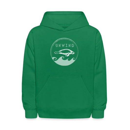 Unwind Manatee Hoodie | Youth - kelly green