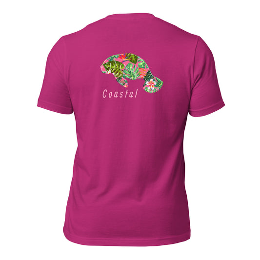 Pretty Pink Floral Manatee T-Shirt | Womens