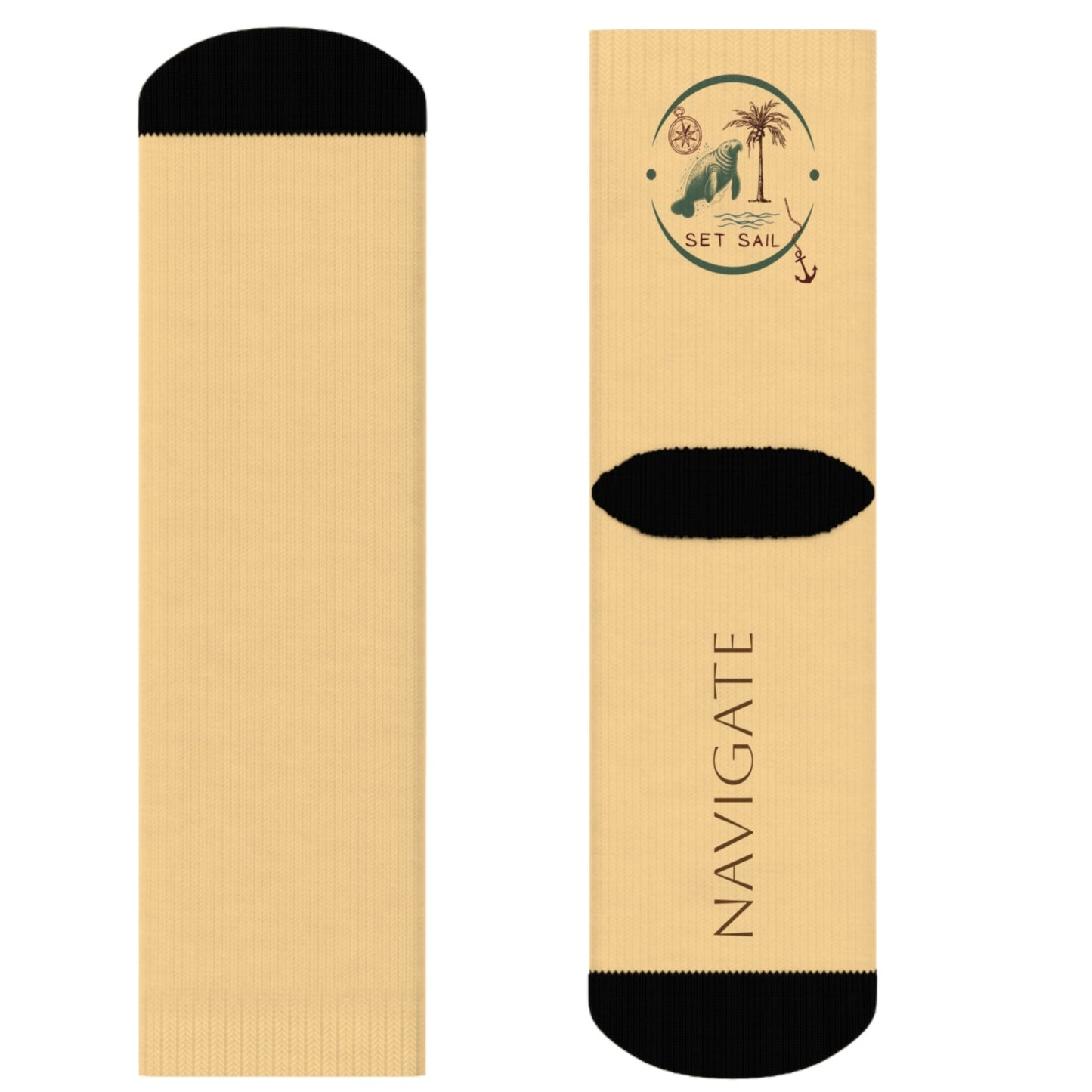 Nautical Manatee Crew Socks | Mens "Set Sail" Adventure Design