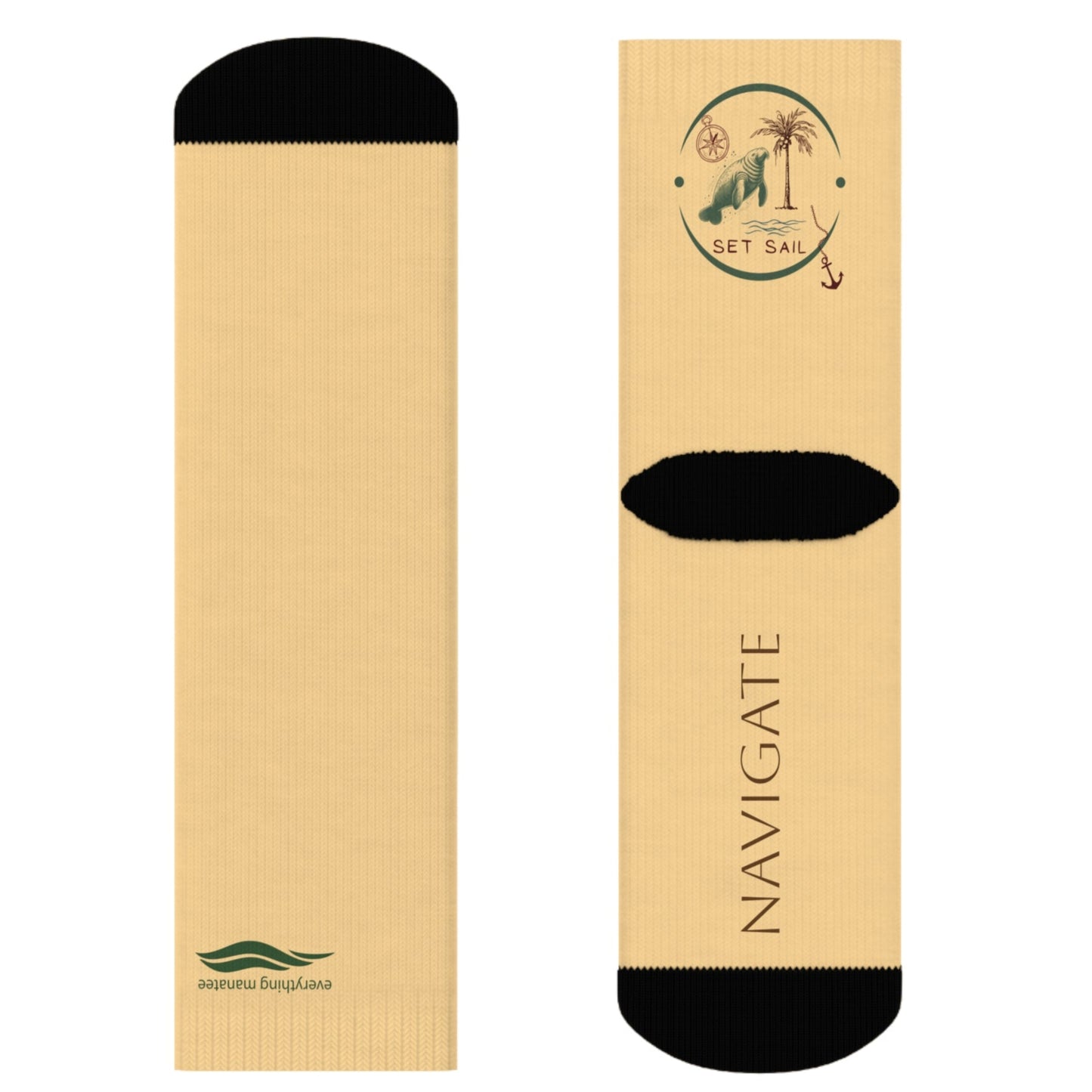 Nautical Manatee Crew Socks | Mens "Set Sail" Adventure Design
