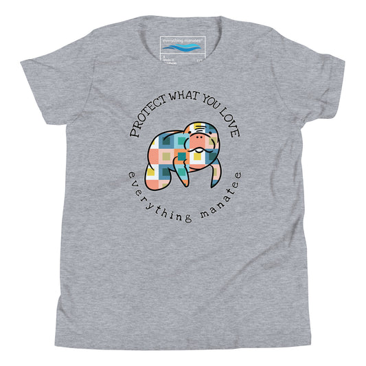 Patchwork Protector Manatee Youth T-Shirt | Protect What You Love Collection