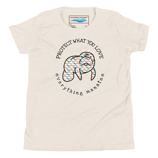 Geo-Pattern Guardian Manatee Youth T-Shirt | Protect What You Love Collection