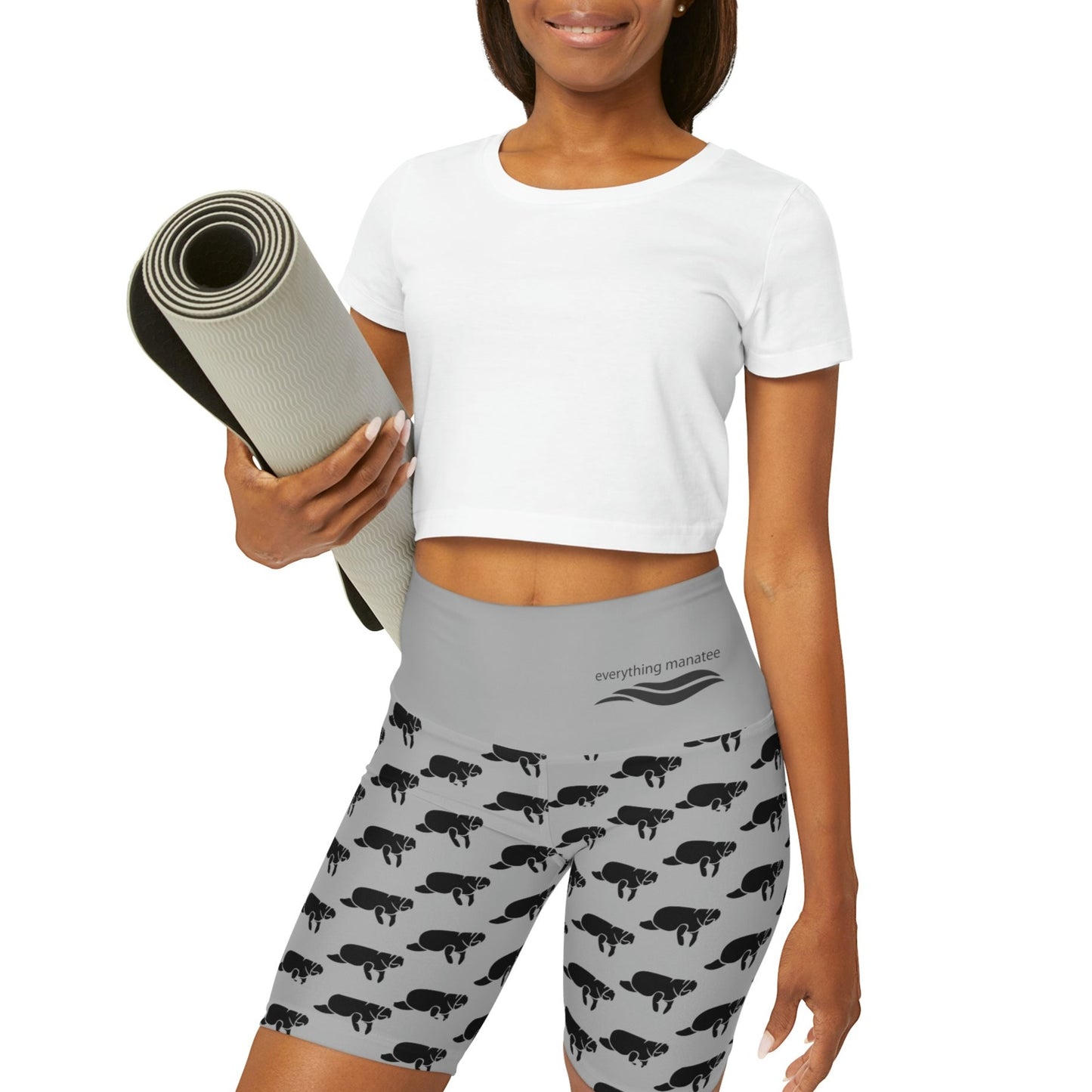 Manatee Print High Waisted Yoga Shorts | Womens