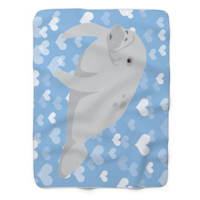 Manatee Hearts Sherpa Fleece Blanket