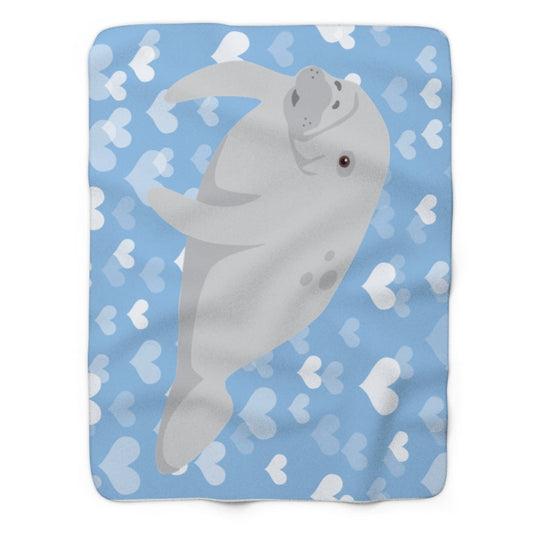 Manatee Hearts Sherpa Fleece Blanket