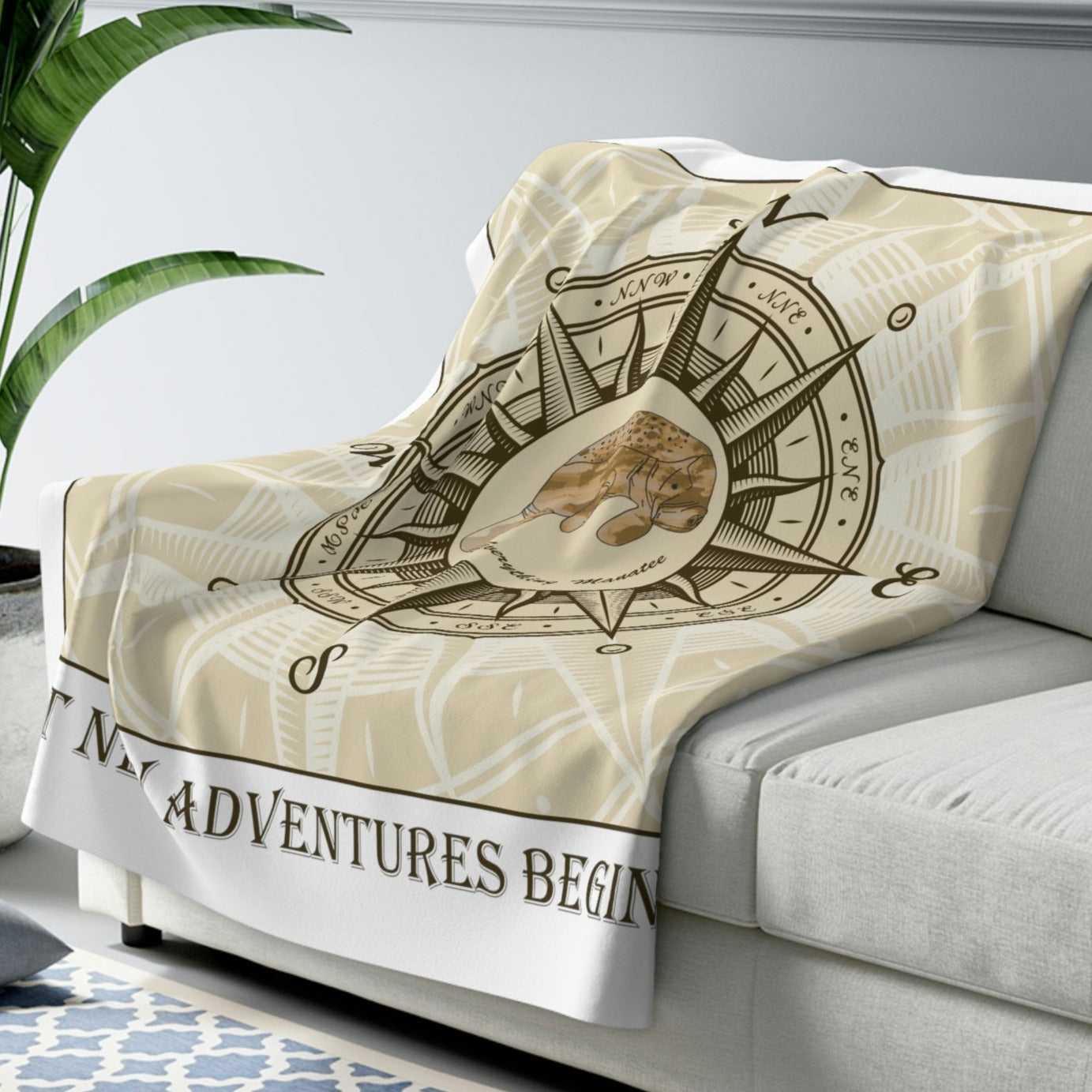 New Adventures Manatee Sherpa Fleece Blanket | Blankets