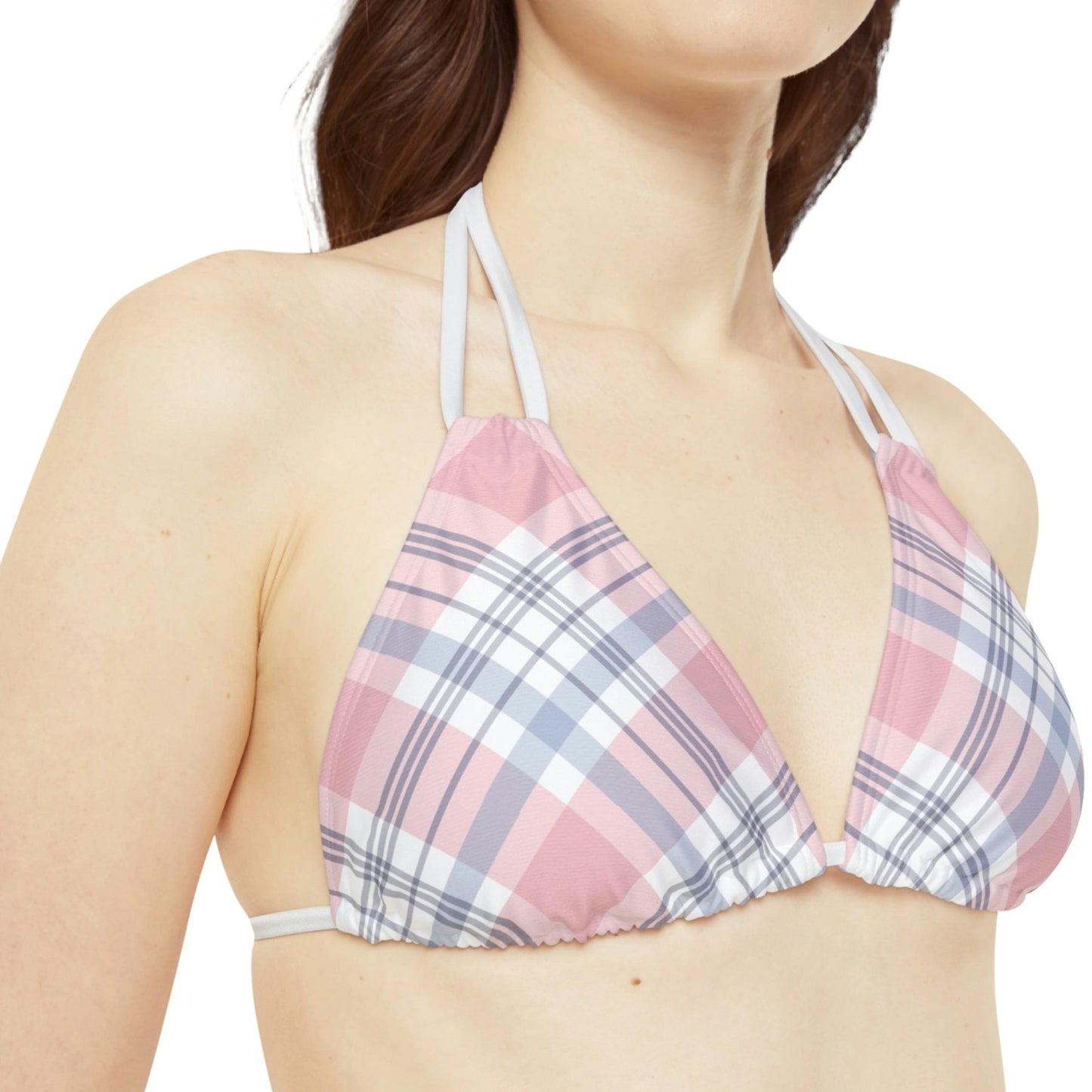 Pretty Pink Plaid Strappy Bikini Set | Womens