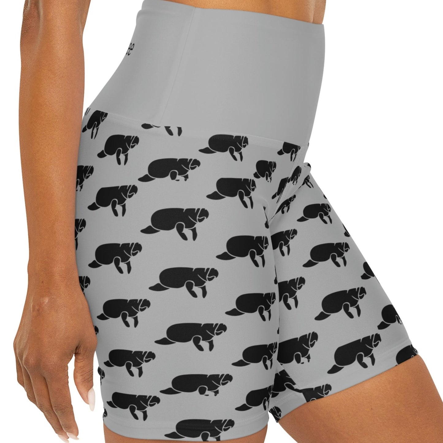 Manatee Print High Waisted Yoga Shorts | Womens