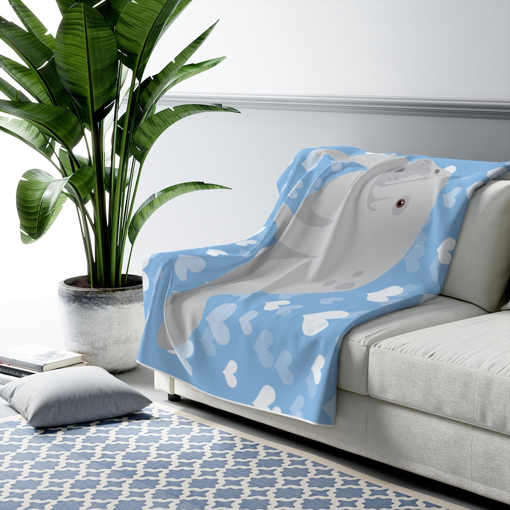 Manatee Hearts Sherpa Fleece Blanket