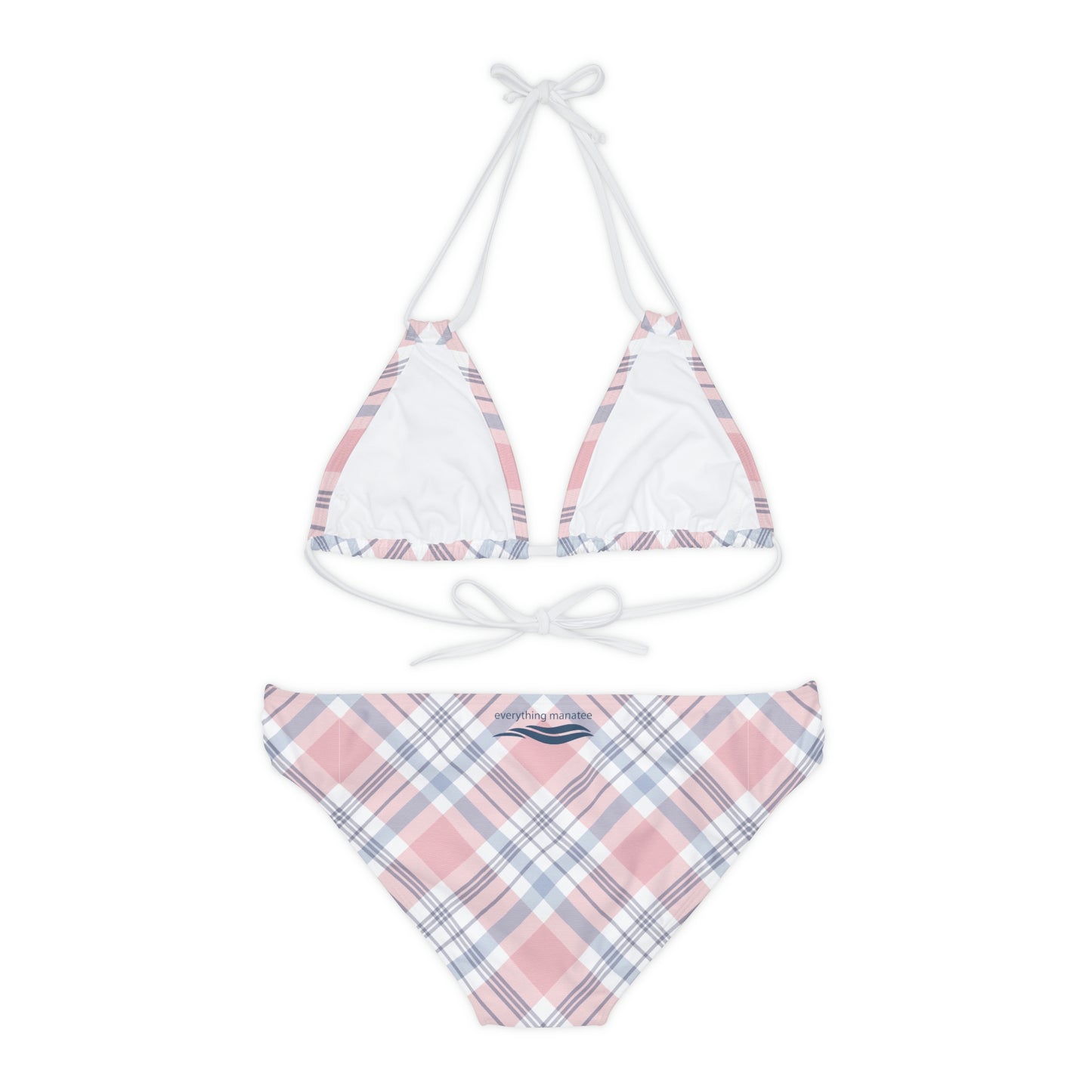 Pretty Pink Plaid Strappy Bikini Set | Womens