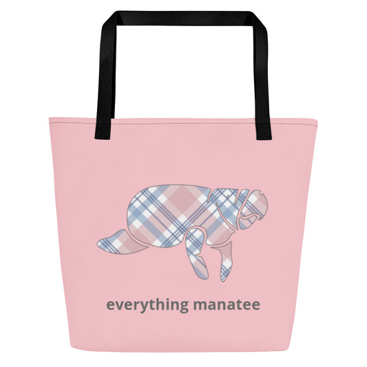 Plaid Manatee Beach Bag
