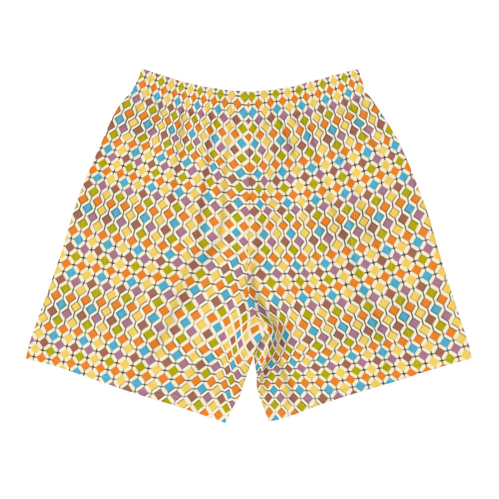 Grid Pattern Men's Athletic Long Shorts