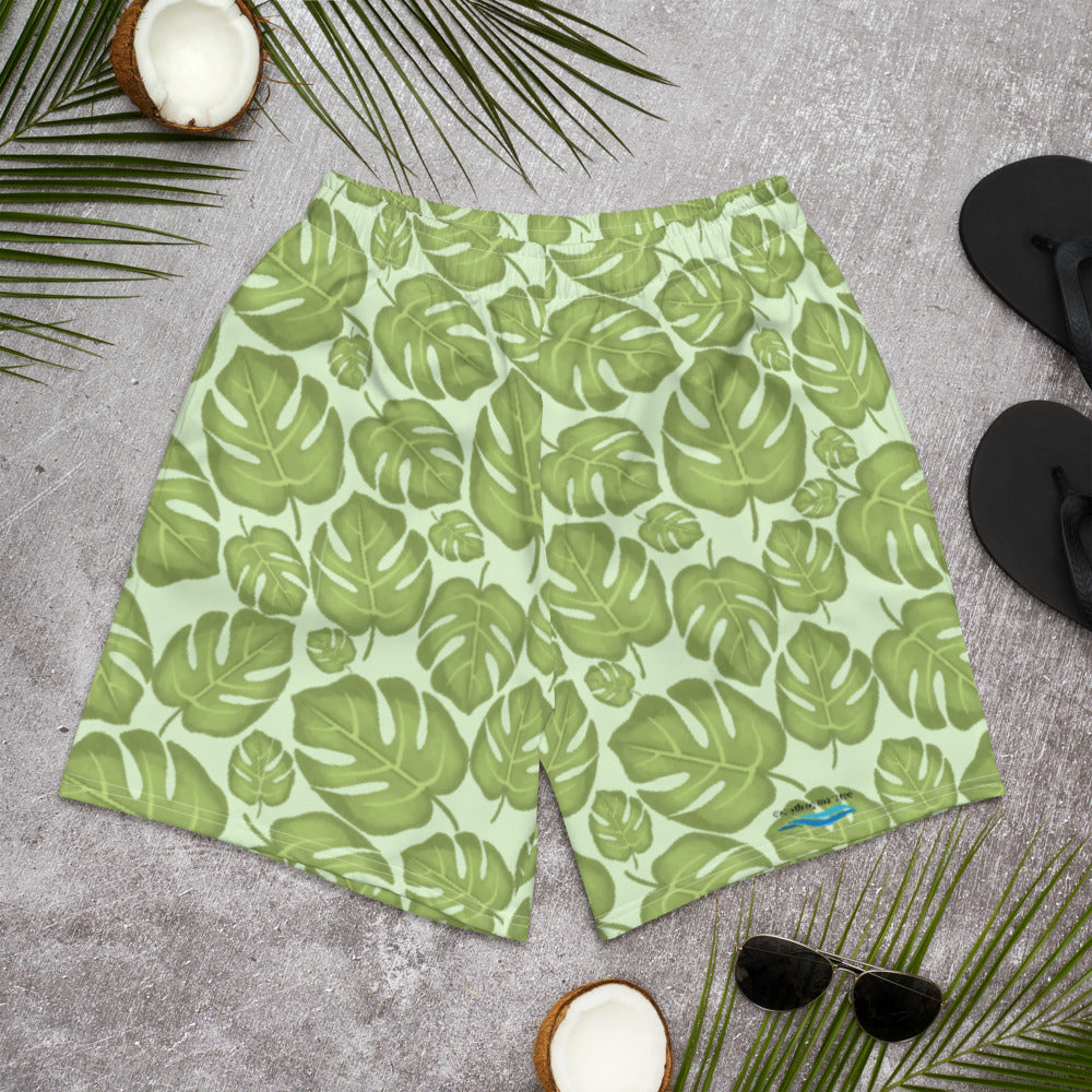 Tropical Leaves Men's Athletic Long Shorts | Mens