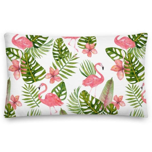 Flamingo and Palms Premium Pillow