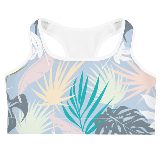 Tropical Palm Print Sports Bra | Womens