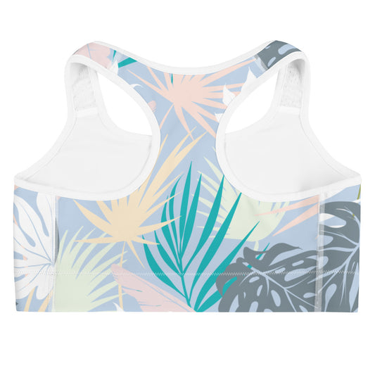 Tropical Palm Print Sports Bra | Womens