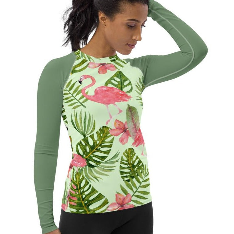 Flamingo Print Long-Sleeve Rash Guard | Women