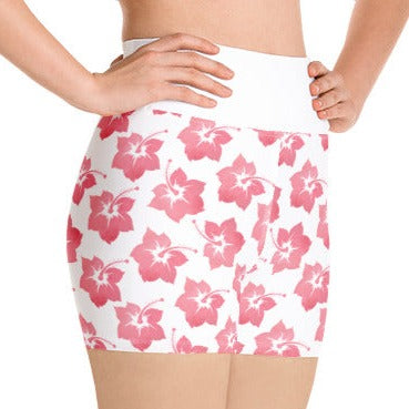Hibiscus Print Yoga Shorts | Womens