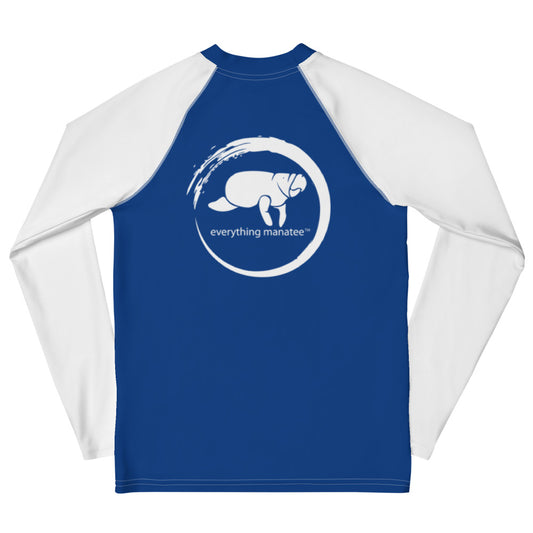 Manatee Wave Blue Long Sleeve Rash Guard | Youth