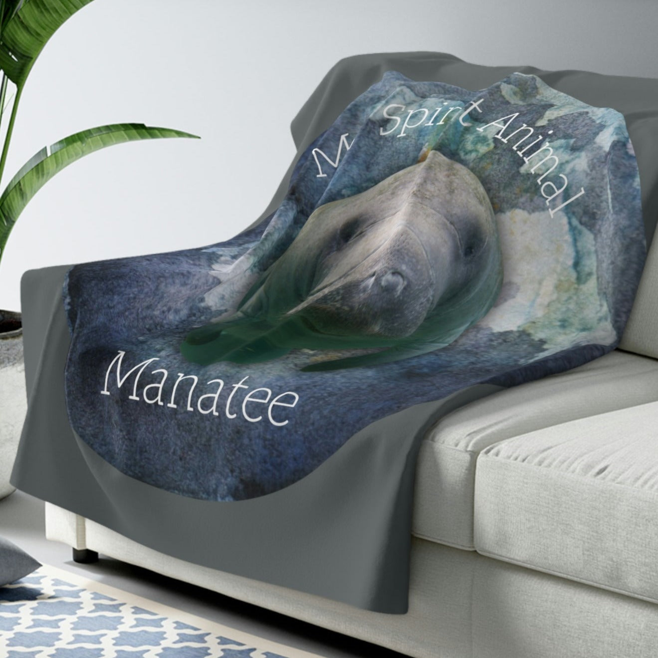 Manatee Spirit Animal Sherpa Fleece Blanket | Blankets