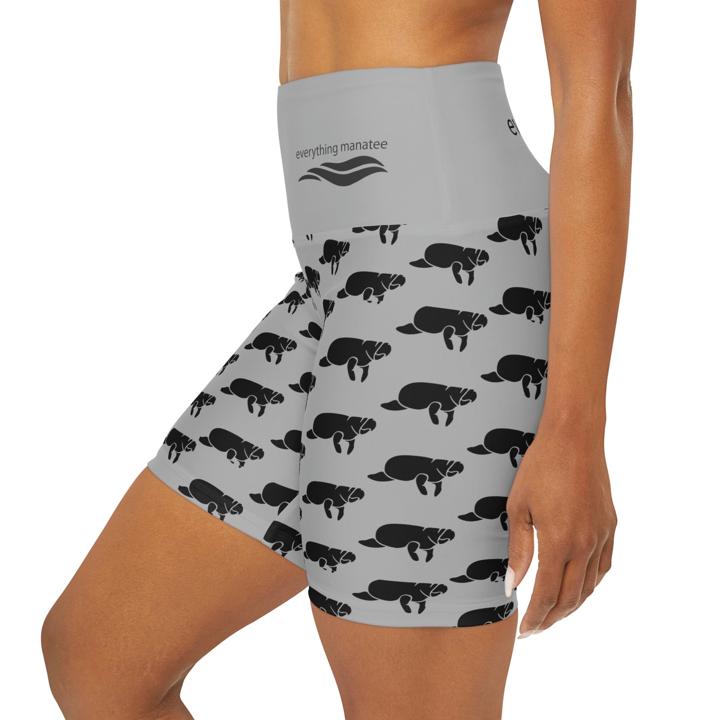 Manatee Print High Waisted Yoga Shorts | Womens