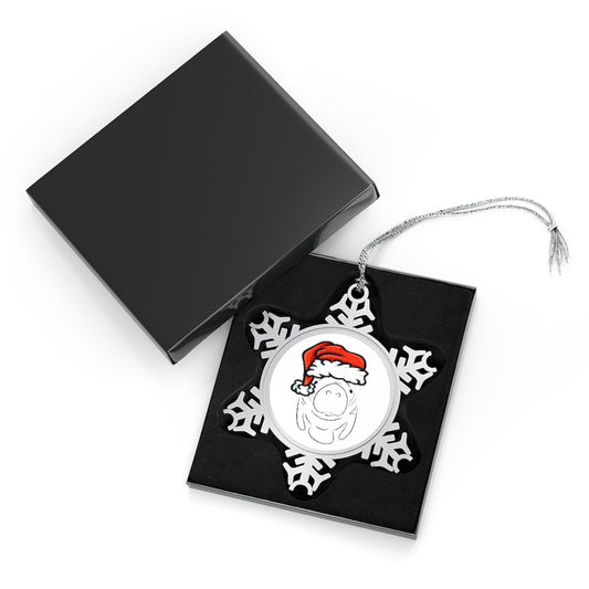 Santa Manatee Pewter Snowflake Ornament