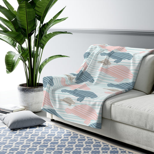Manatee Print Sherpa Fleece Blanket