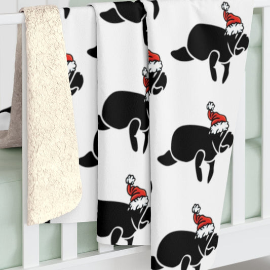 Santa Manatee Sherpa Fleece Blanket