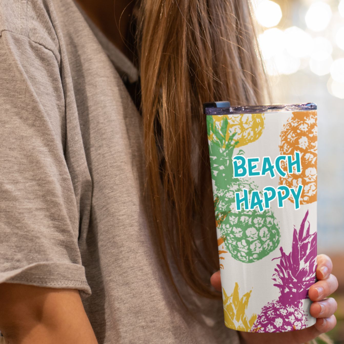 Beach Happy 20oz Pineapple Tumbler