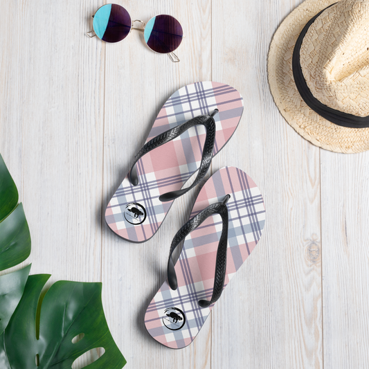 Pink Plaid Flip-Flops