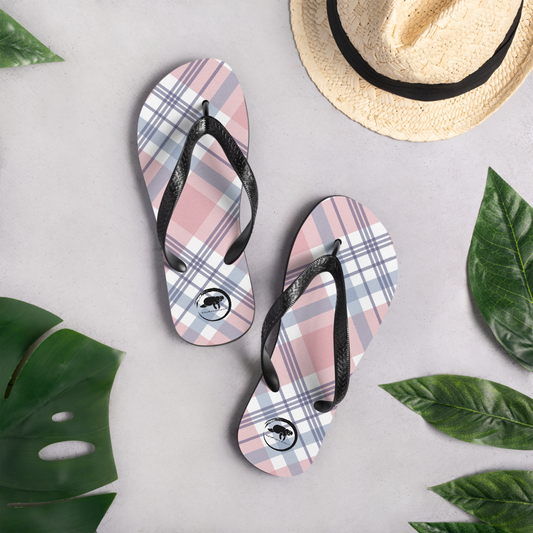 Pink Plaid Flip-Flops