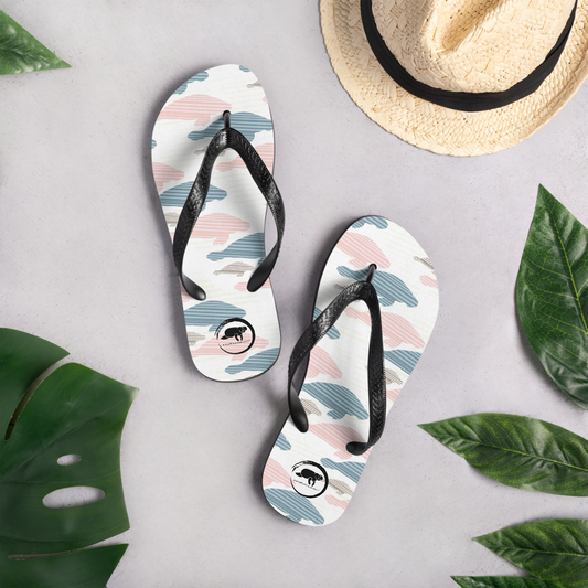 Pastel Manatee Print Flip-Flops