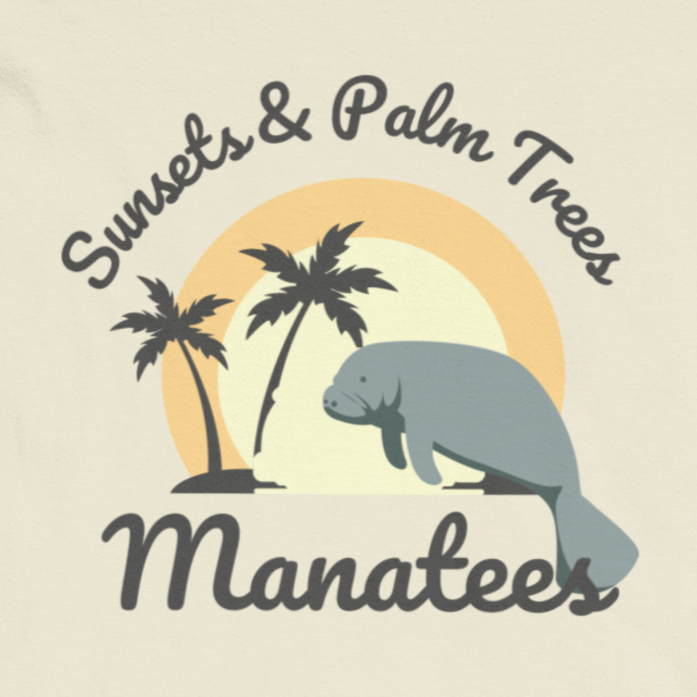 Sunsets, Palm Trees, and Manatees Relaxed T-Shirt | Womens