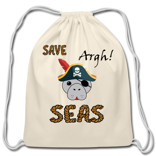 Manatee Save Seas Cotton Drawstring Bag | Toddler - natural