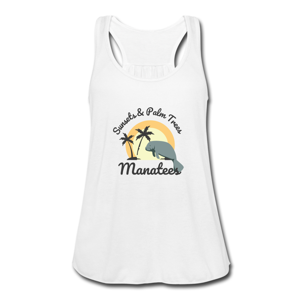 Sunsets & Palm Trees Manatee Flowy Tank | Womens - white