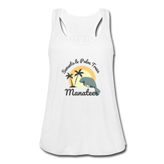 Sunsets & Palm Trees Manatee Flowy Tank | Womens - white