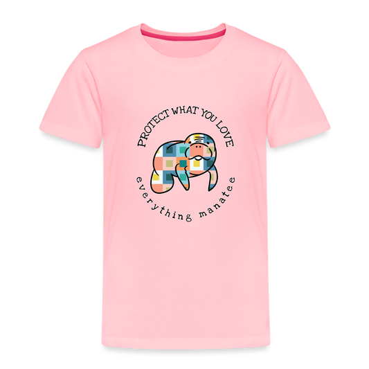 Block Pattern Manatee T-Shirt | Toddler - pink