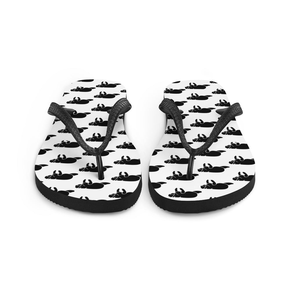 Black and White Manatee Flip-Flops
