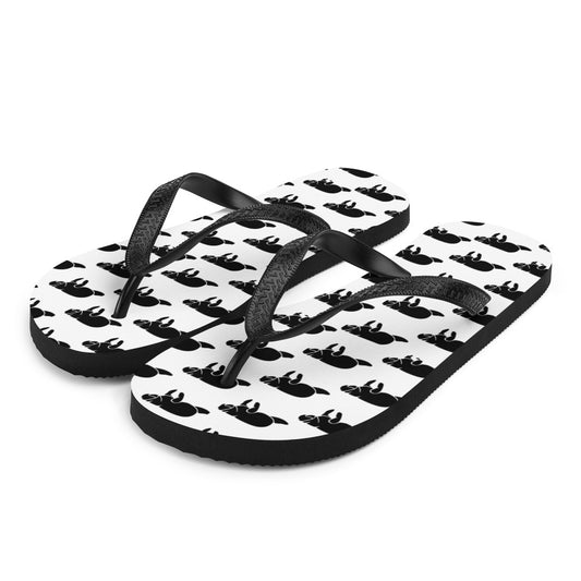 Black and White Manatee Flip-Flops