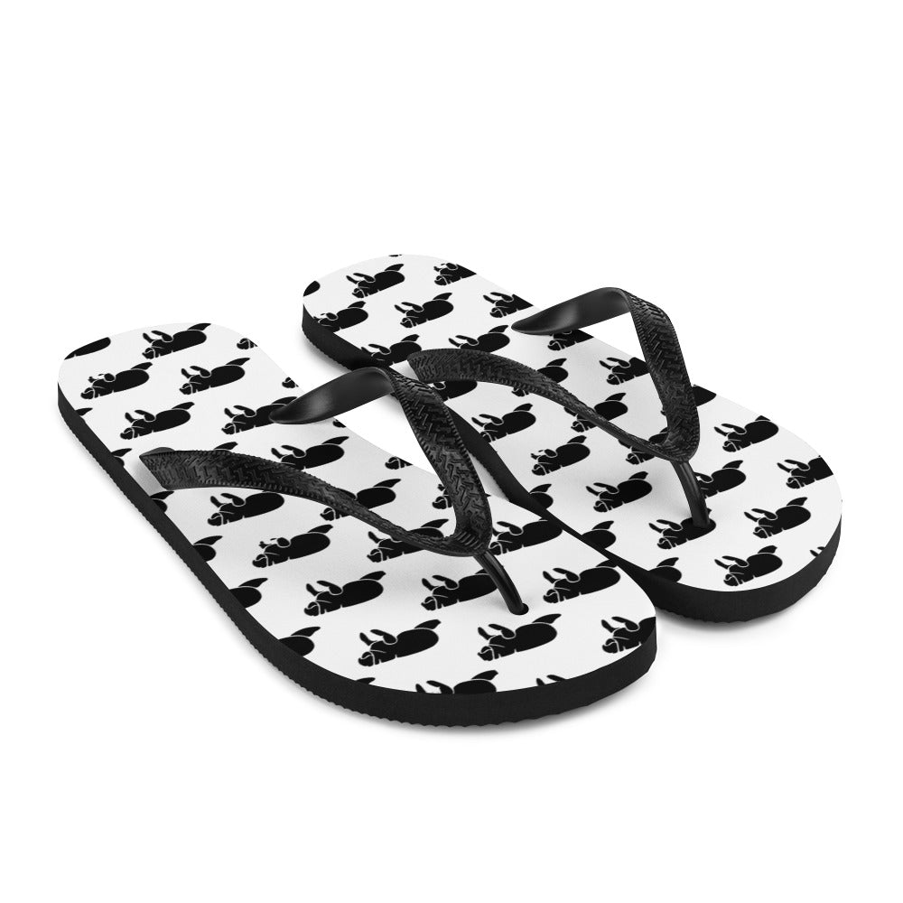 Black and White Manatee Flip-Flops
