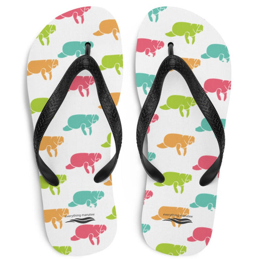 Multi-Colored Manatee Flip-Flops