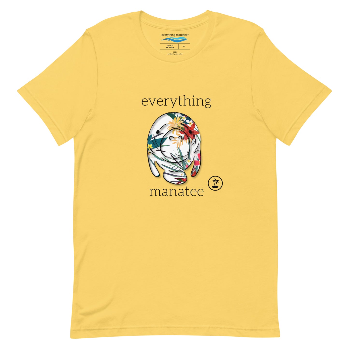 Tropical Floral Yellow Manatee T-Shirt | Womens