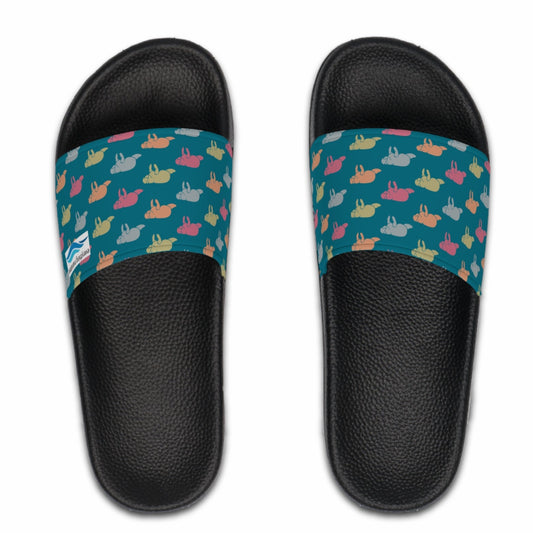 Lagoon Blue Manatee Pattern Slide Sandals |  Mens - Perfect for Summer Outings
