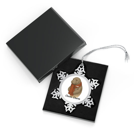Classic Charm Manatee Snowflake Pewter Ornament | Coastal Companions Collection