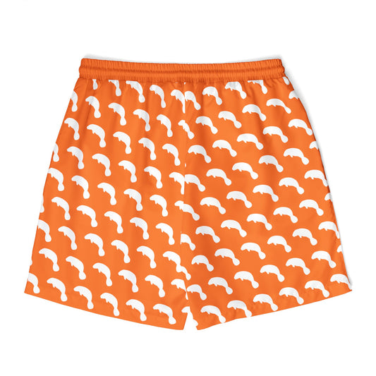 Fun Manatee Pattern Swim Shorts  | Mid-Length Mens