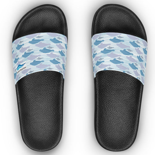 Breezy Blue Waves Manatee Slide Sandals -  Womens Breezy Blue Waves Design