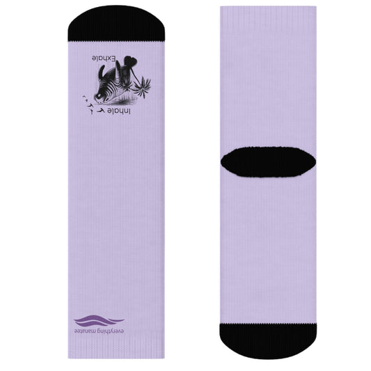 Inhale Exhale Manatee  Crew Socks | Womens Cozy Lavender Design for Relaxation