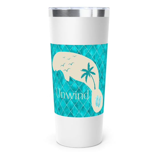 Copper Insulated Manatee Tumbler - 22oz Travel Mug for Unwinding & Relaxing