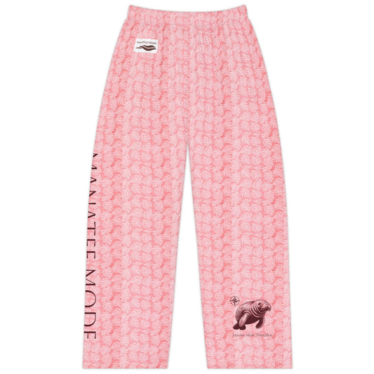 Manatee Mode Pajama Pants | Womens Pink Palm Design